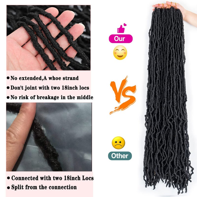 FALEMEI 36 Inch New Soft Locs Crochet Hair Faux Locs Crochet Braids Hair 6 Packs/lot Super Long Goddess Locs Dreadlocs Synthetic Hair Extend Pre Looped Natural Soft Locs Braiding for Women (36 Inch, 1B) - Image 2